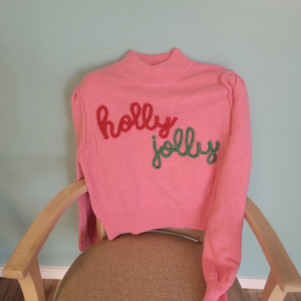 Holly Jolly pink Christmas Sweater